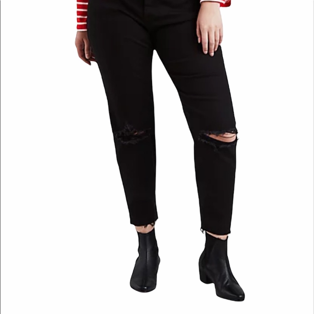 LEVI’S Wedgie Skinny black denim raw distressed
